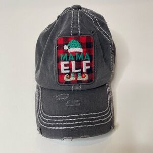 Kbethos vintage Festive Gray 'Mama Elf' Distressed Cap